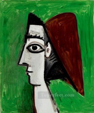 パブロ・ピカソ Painting - 女性の顔のプロフィール 1960 年キュビスト パブロ・ピカソ